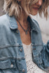 Metal Buttons Flap Pocket Drop Shoulder Denim Jacket